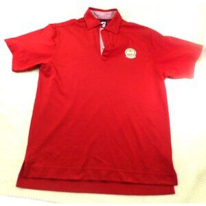 FootJoy Red PGA Professional Polo Shirt Short Sleeve 96% Polyester 4% Spandex Me
